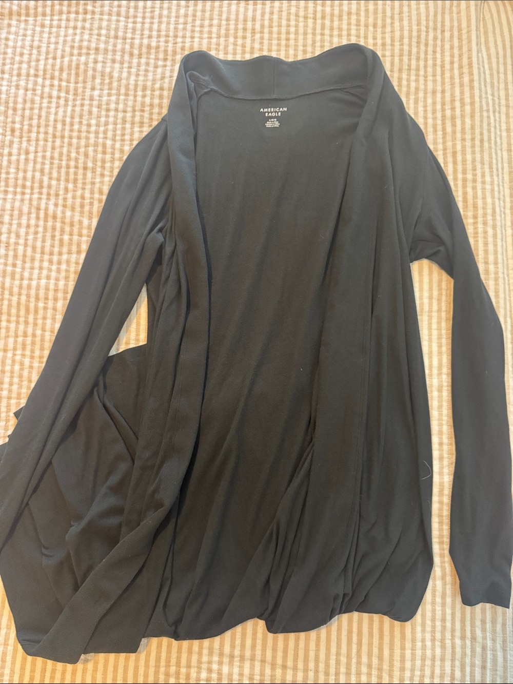 American Eagle Outfitters Black Open-Front Lightweight Cardigan